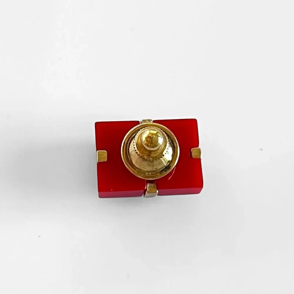 Vintage Red Present w/Gold Bow Holiday Pin